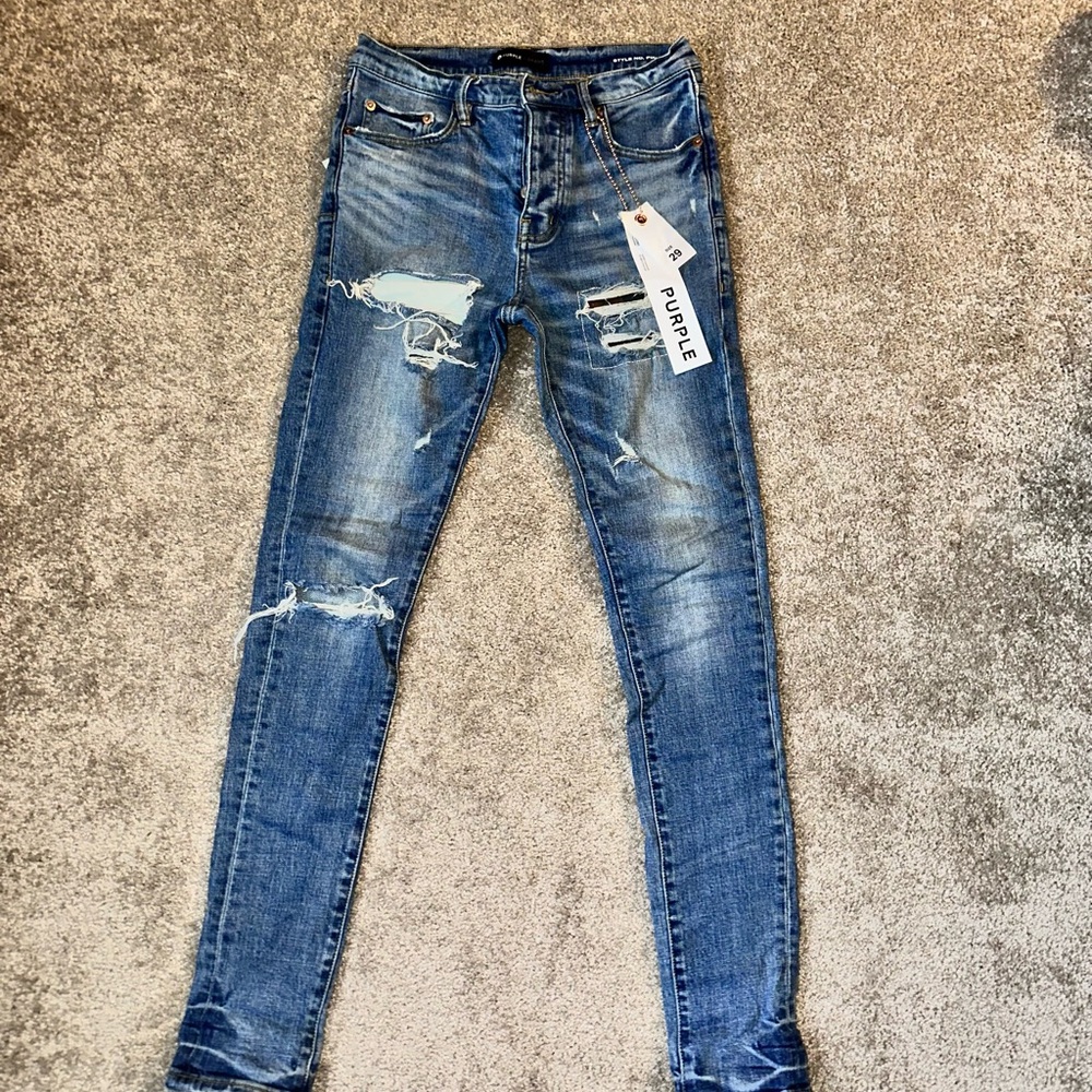 Purple brand Blue Skinny Distressed Jeans